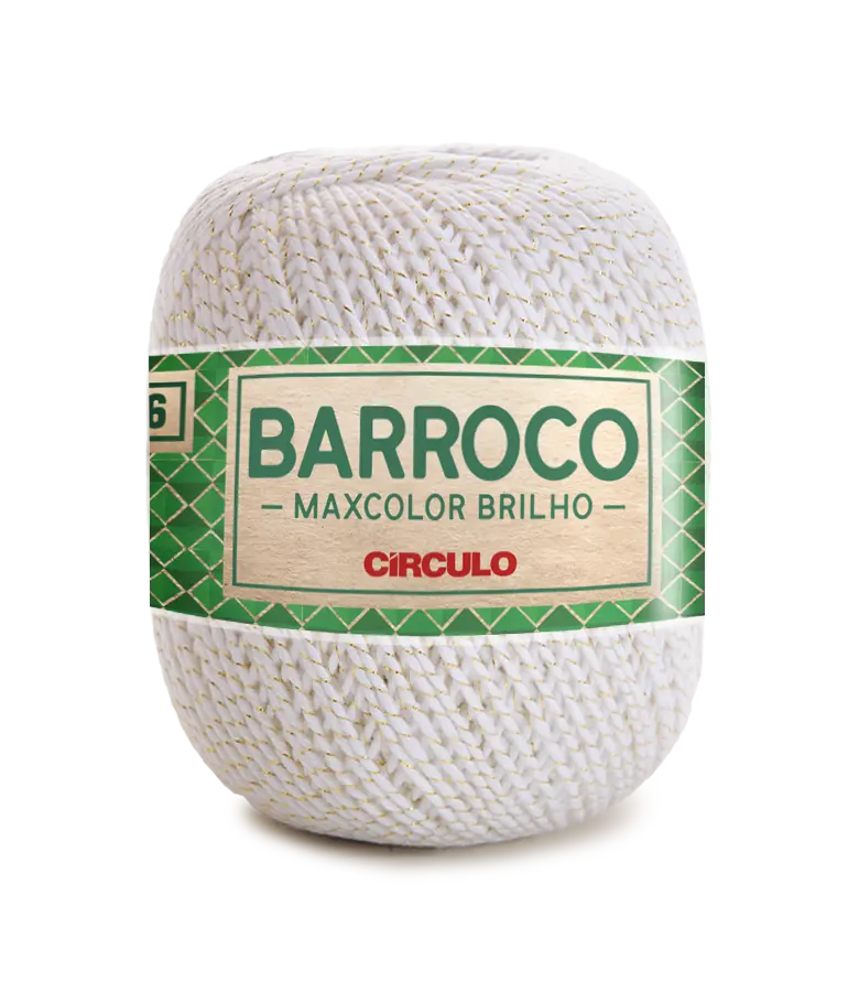 Пряжа 8001 Бело-золотой (98%хлопок, 2 % металлик (синтетическое волокно) 200 г, 6 мот. в уп.), ТМ "Barroco Maxcolor Brilho"