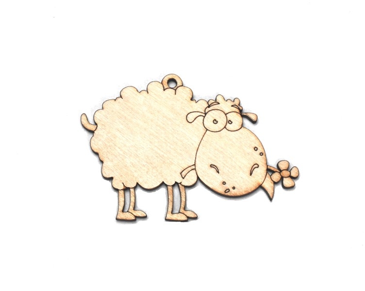 Заготовка магнита деревянная "Овца. Комплимент. Подвес односторонний", ZS031-2