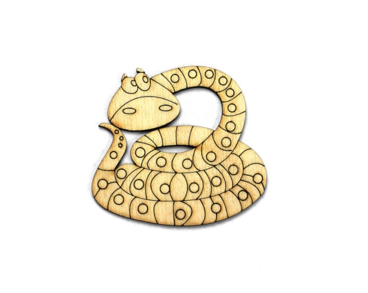 Заготовка магнита деревянная "Змея. Задумчивый удав" 70*75 мм, ZS068