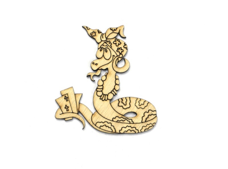 Заготовка магнита деревянная "Змея. Ну что сказать" 70*75 мм, ZS067