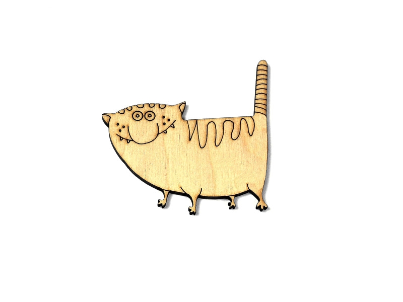 Заготовка магнита деревянная "Кот "А праздник, где?" 75*75 мм, ZS014