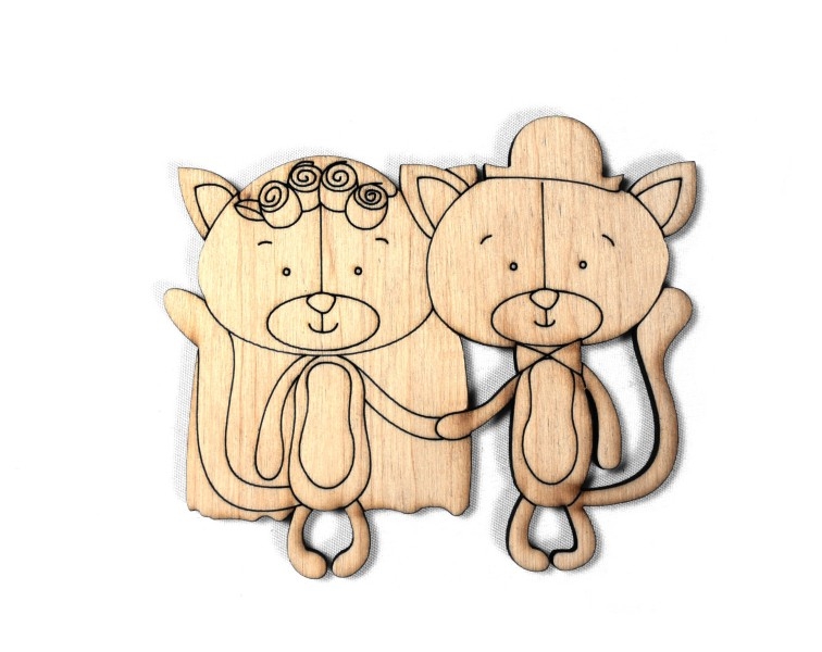 Заготовка магнита деревянная "Лесная свадьба - 2", 95*80 мм, ZS151