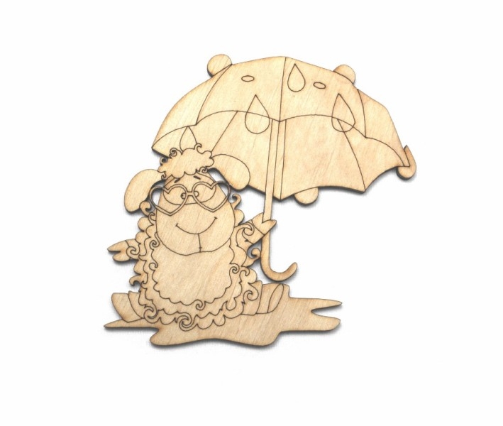 Заготовка магнита деревянная "Овечка под дождем" 110*100 мм, ZS172