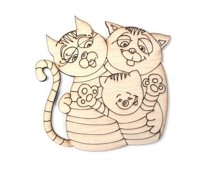 Заготовка магнита деревянная "Семейство Мур-Мур", 85*85 мм, ZS155