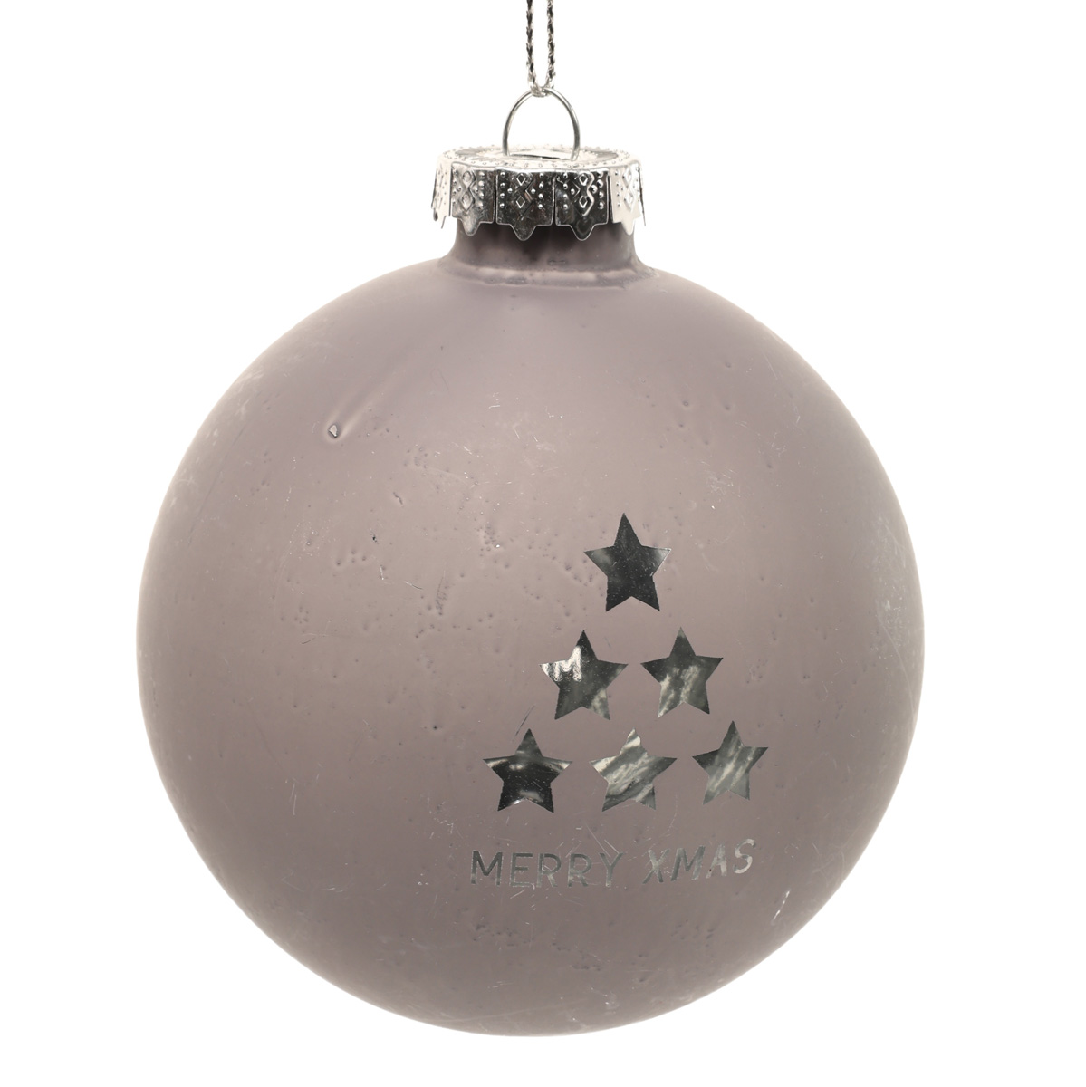 Подвеска новогодняя Шар стекляный серый 8 см, 9762404 ТМ "A&G"