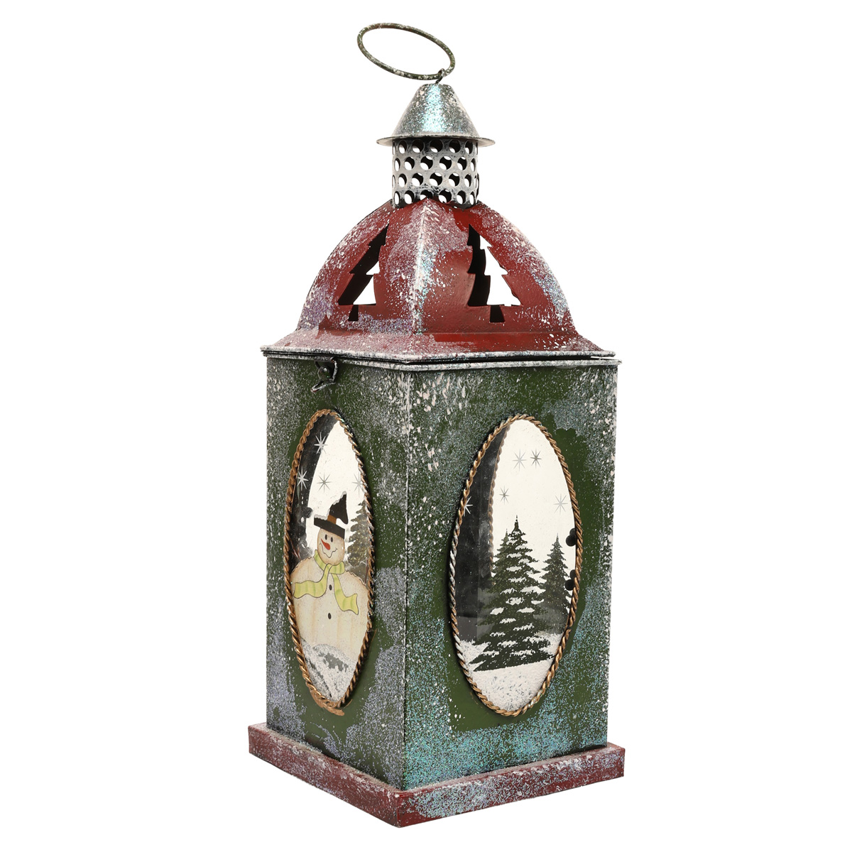 Фонарь-подсвечник 38 см, метеллический со стеклянными вставками, RM3-685 1