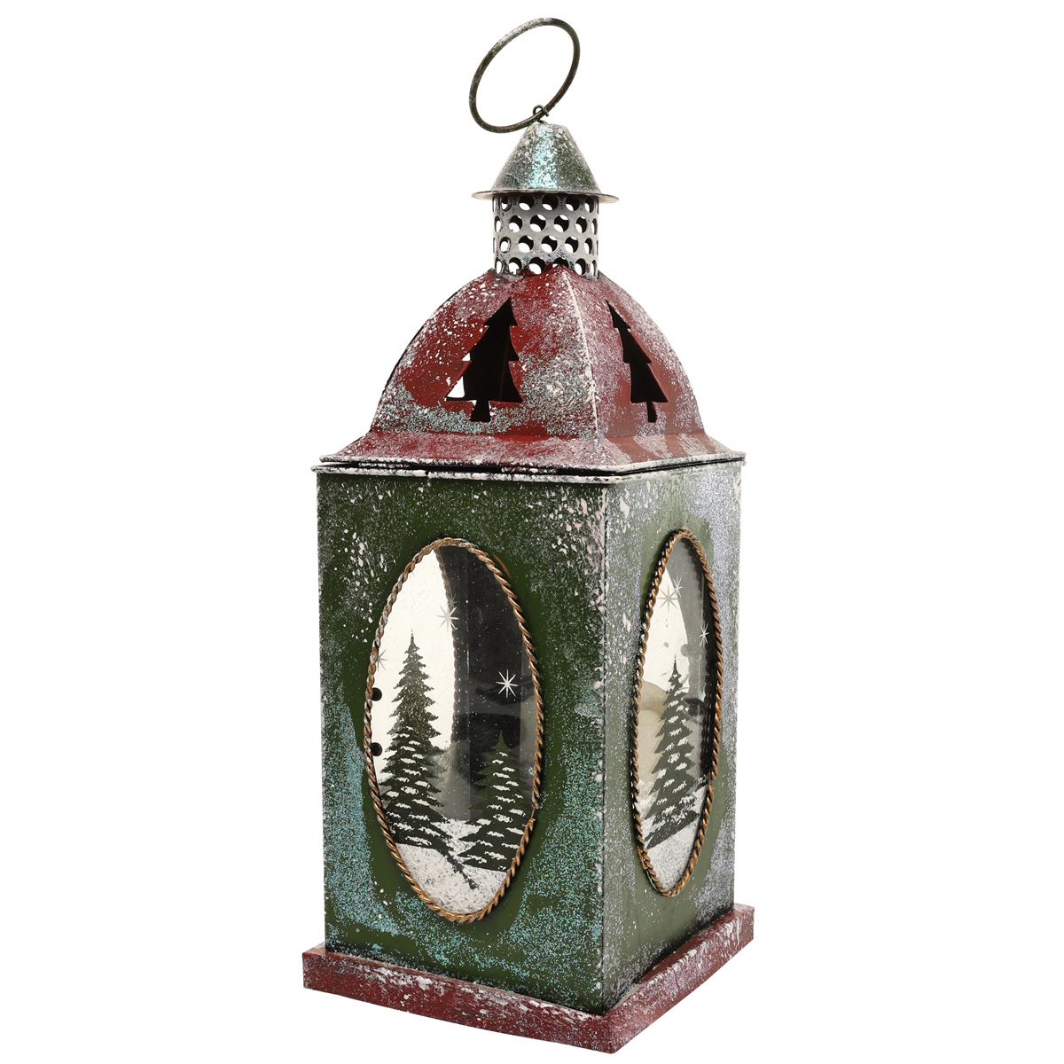 Фонарь-подсвечник 38 см, метеллический со стеклянными вставками, RM3-685