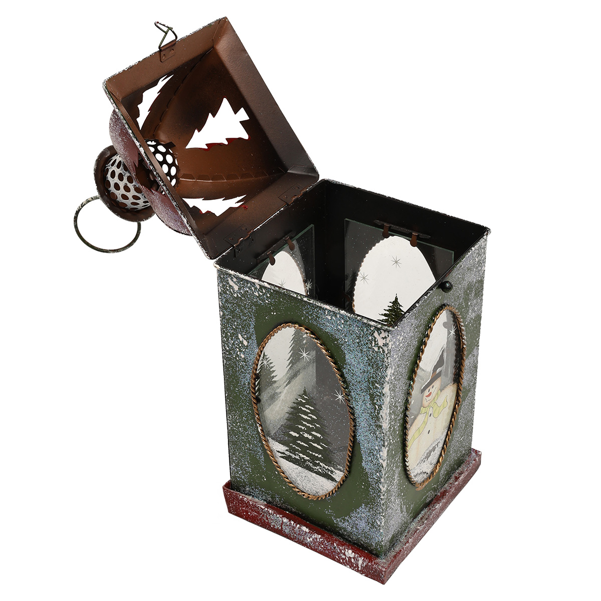 Фонарь-подсвечник 38 см, метеллический со стеклянными вставками, RM3-685 2