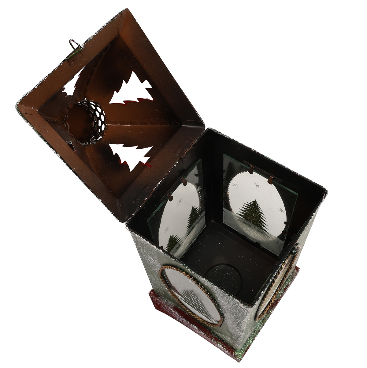 Фонарь-подсвечник 38 см, метеллический со стеклянными вставками, RM3-685 3