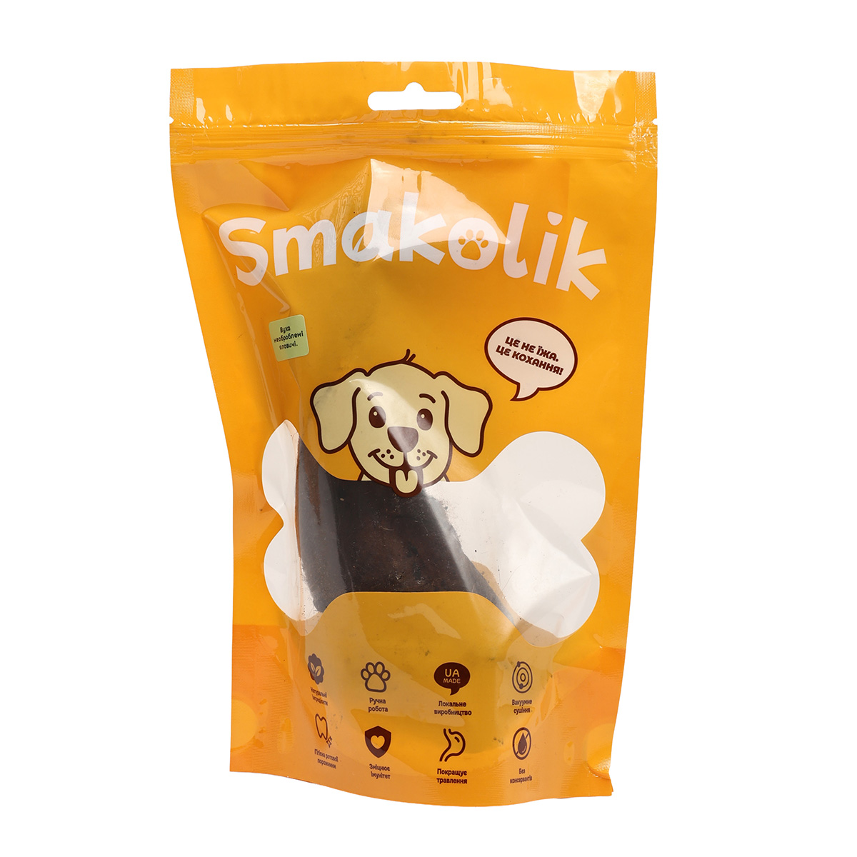 Лакомство для собак натуральные сушеные. Уши необработанные говяжьи, 150г