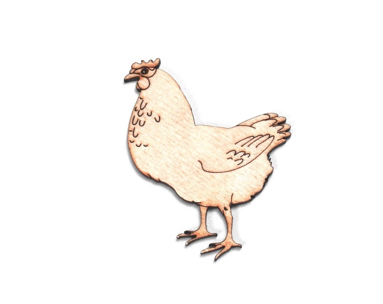 Заготовка магнита деревянная "Птичий двор - курица (правая)", 65*85 мм, LK043-2