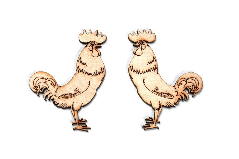 Заготовка магнита деревянная "Птичий двор - петушок (левый), подвес", 65*85 мм, LK044-3 1