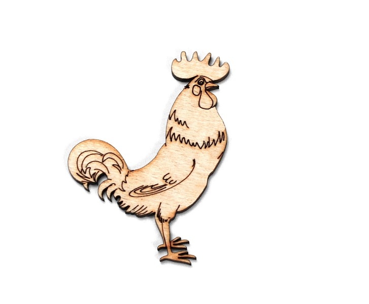Заготовка магнита деревянная "Птичий двор - петушок (левый), подвес", 65*85 мм, LK044-3