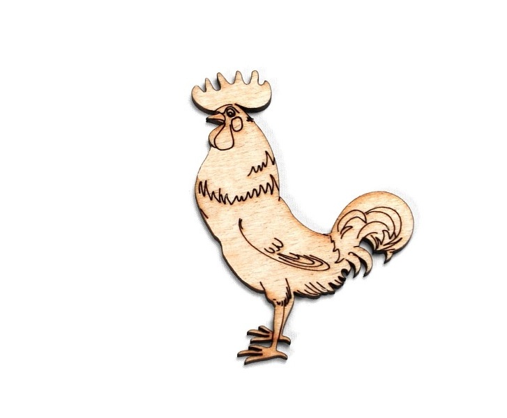 Заготовка магнита деревянная "Птичий двор - петушок (правая), подвес", 65*85 мм, LK044-4