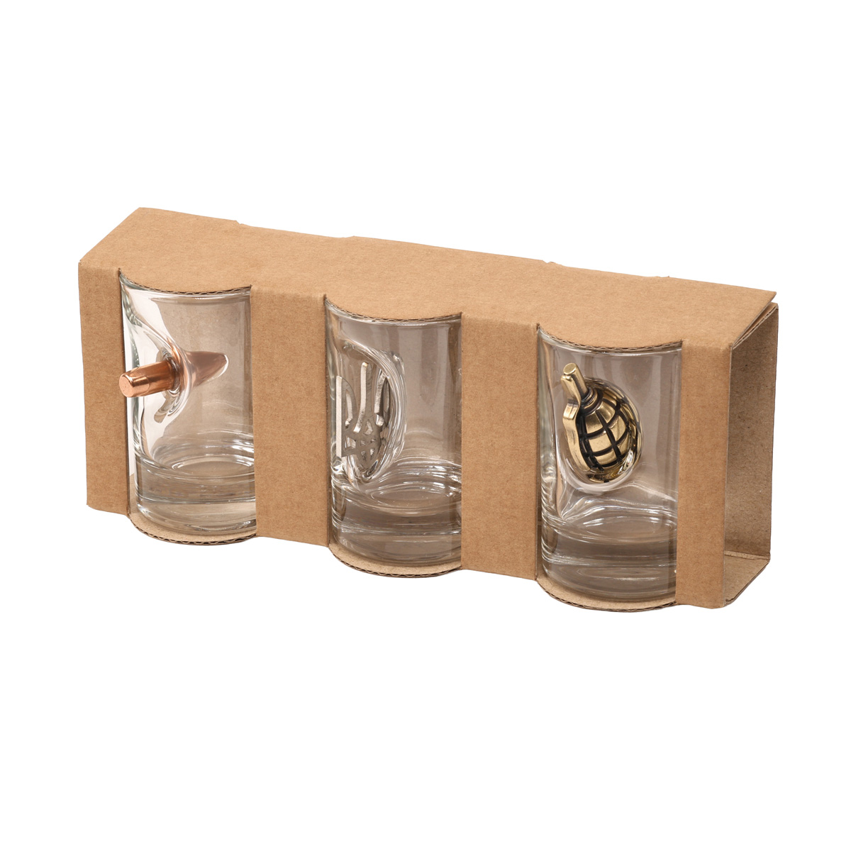 Набор рюмок MIX (шар/герб/лимонка), 3 шт, 50 мл, VSKLO