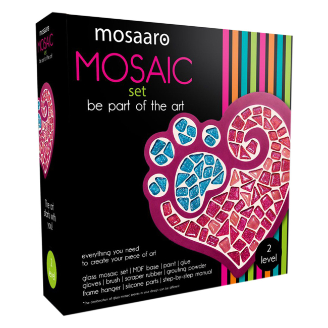 Набір для творчості зі скляною мозаїкою "Лапа з серцем", Mosaaro, MA2032