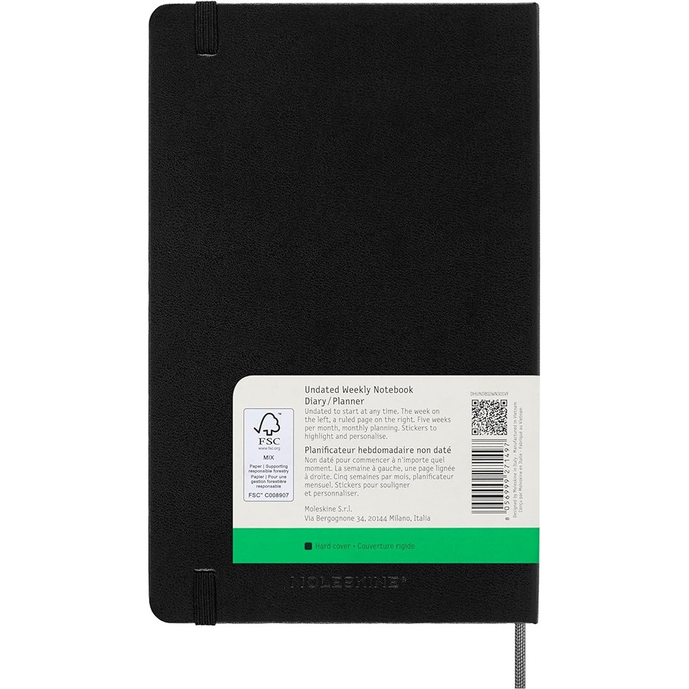 Щотижневик PRO з місцем для дат середній, чорний, Moleskine, DHUNDB12WN301 13