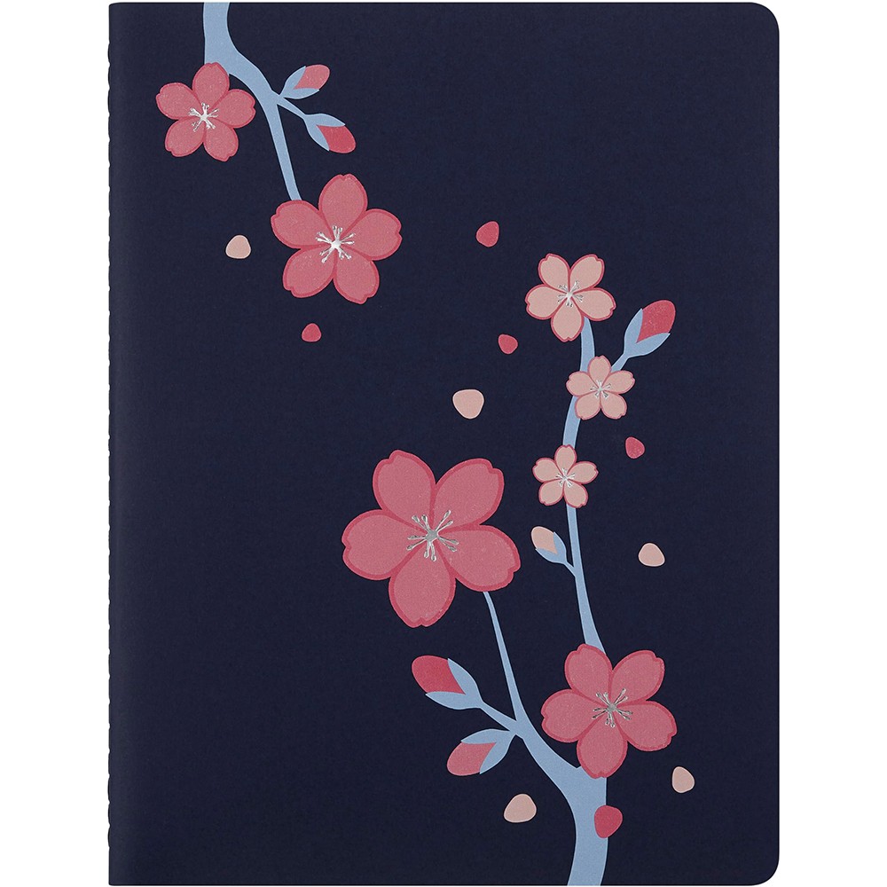 Тетрадь синя, большая, линейка, Moleskine Cahier Sakura, LESU08QP321