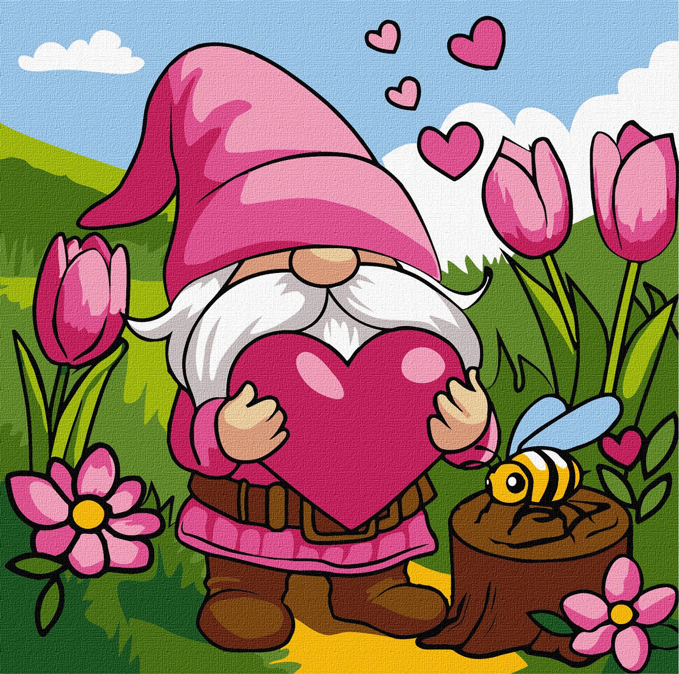 Набор для росписи по номерам для детей 30*30 см "Милый гномик", KHO1197