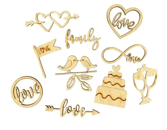 Набор мини-заготовок "Wedding 1", фанера, 10 шт, Rosa Talent