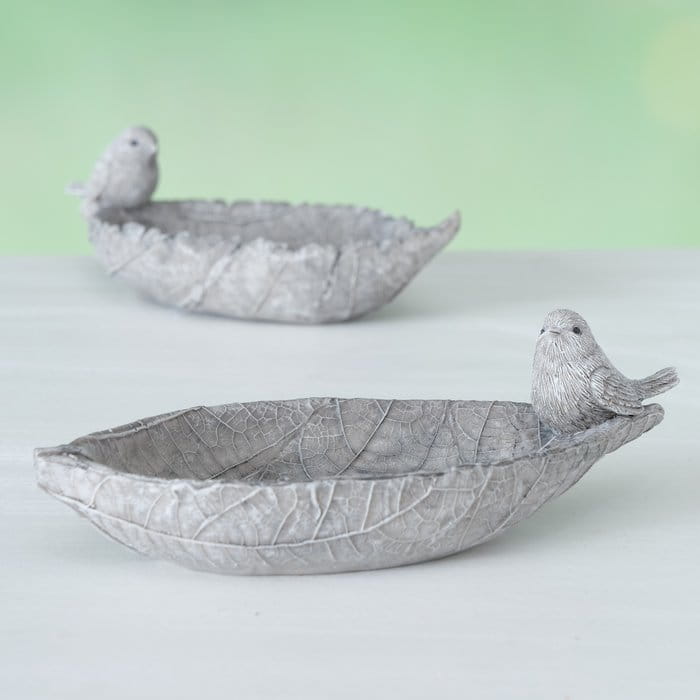 Декор для дому полістоун Годівниця/Ванна для птахів "Mirena" h=8 см, матовий сірий (2 види), 2018902 1