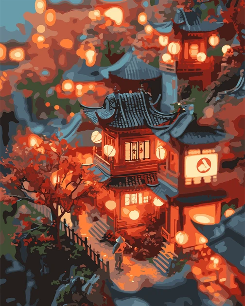 Картина по номерам SANTI "Огни Токио" 40*50 см, LED подсветка, 955082