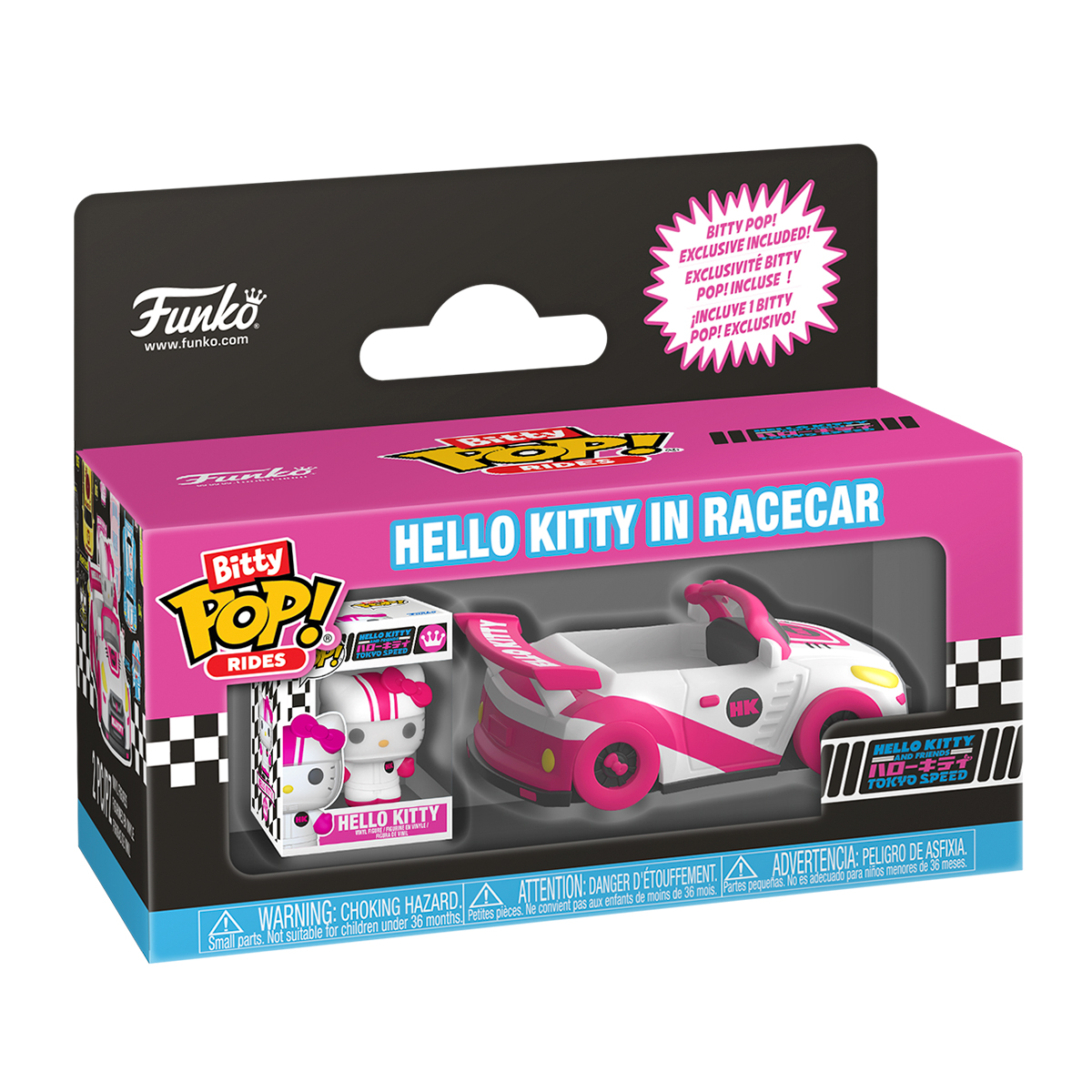 Набор фигурок Bitty Pop! Rides серии "Sanrio" - ХЕЛОУ КОТТИ И ПЕРЕГОНОВЫЙ АВТОМОБИЛЬ, 90111