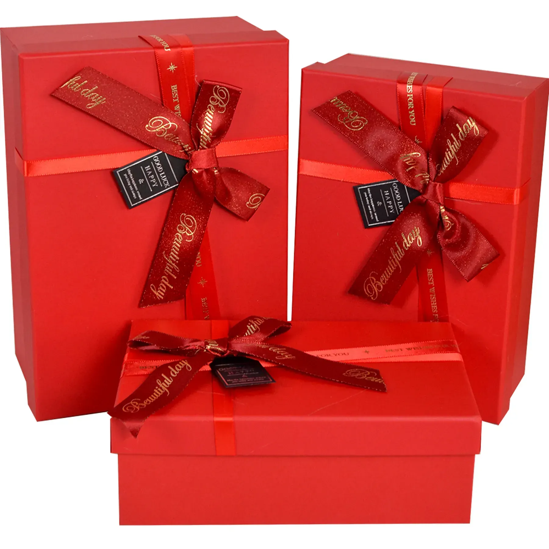 Подарочная коробка прямоугольная, красная "Beautiful day" с бантом, 19*12*6,5 см, 2703494701
