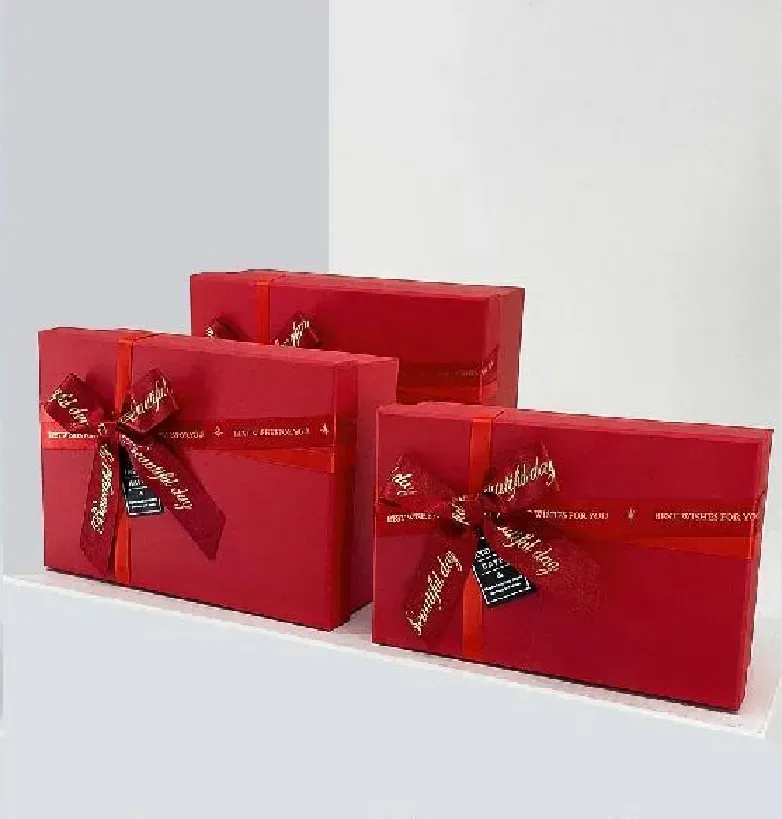 Подарочная коробка прямоугольная, красная "Beautiful day" с бантом, 23*16*9,5 см, 2703494703 1