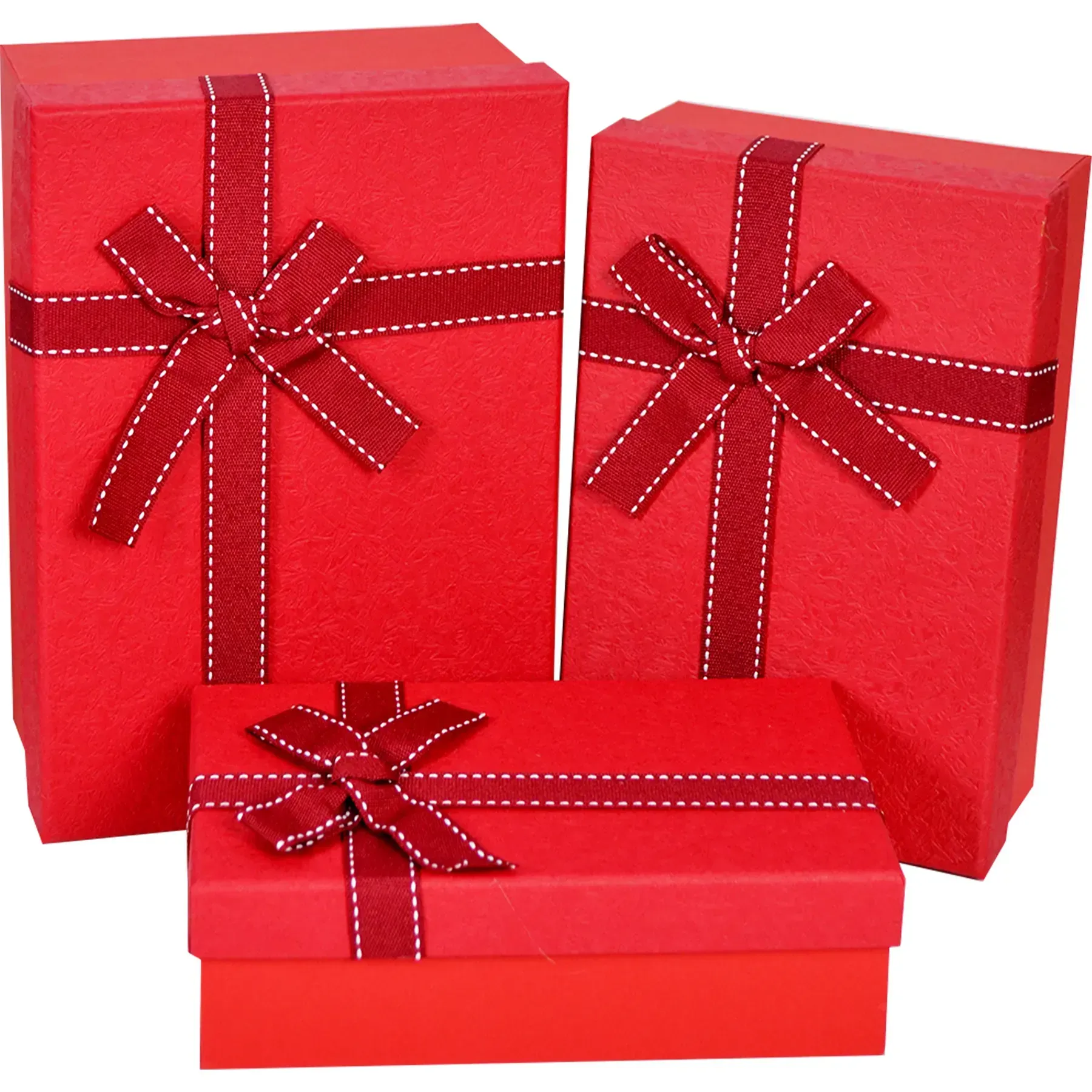 Подарочная коробка прямоугольная, красная с бордовым бантом, 21*14*8 см, 1103138632