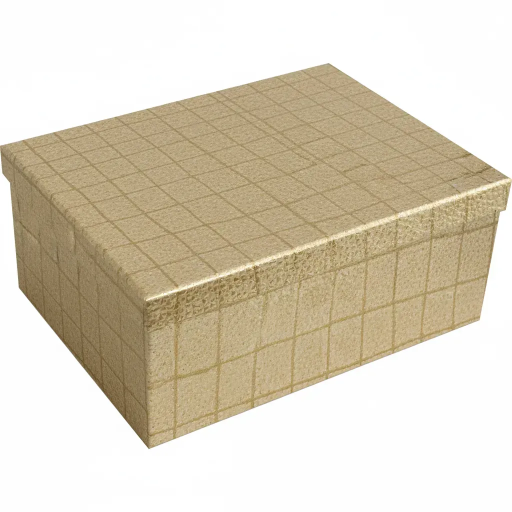 Подарункова коробка прямокутна, бежева "Клітинка", 33*25,5*14,5 см, 1210347228 1