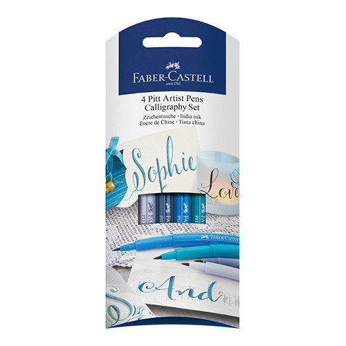 Набор для каллиграфии Calligraphy BRUSH (4 шт.), оттенки синего, 267109 Faber-Castell