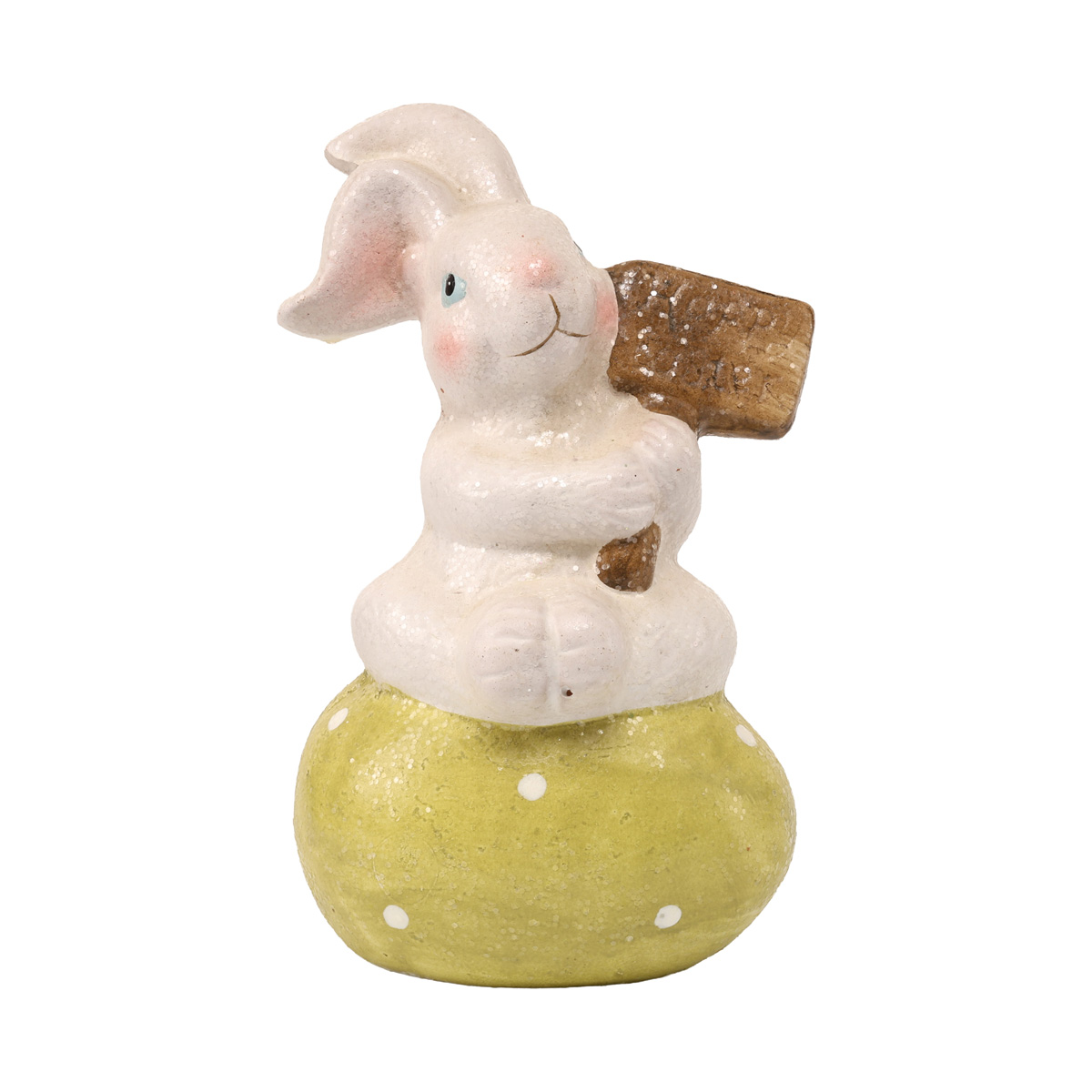 Фігурка декоративна керамічна "Зайчик з крашанкою" 17 см, гліттер (2 диз.), ALX117910