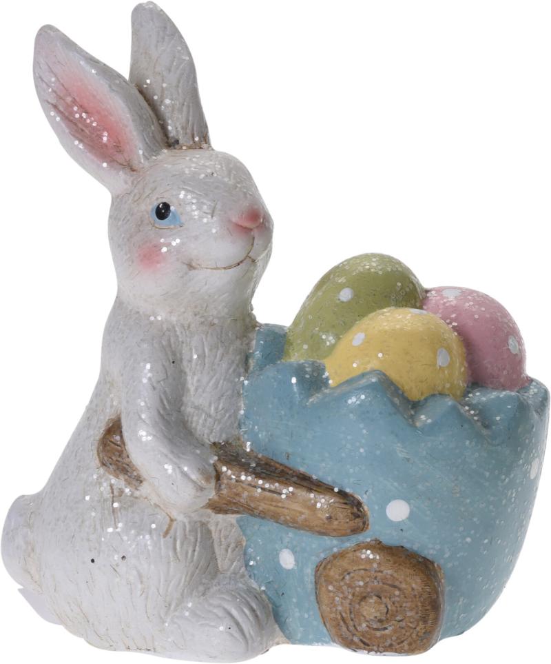 Фігурка декоративна керамічна "Зайчик з крашанкою" 17 см, гліттер (2 диз.), ALX117910 2