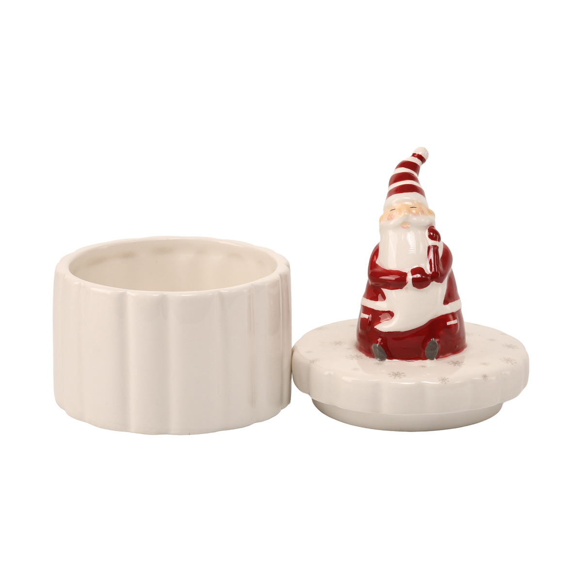 Баночка новорічна кругла для сипких "Gunnar" h=13 см/d=9 см, біло-червоний (3 диз.), 2002684 3