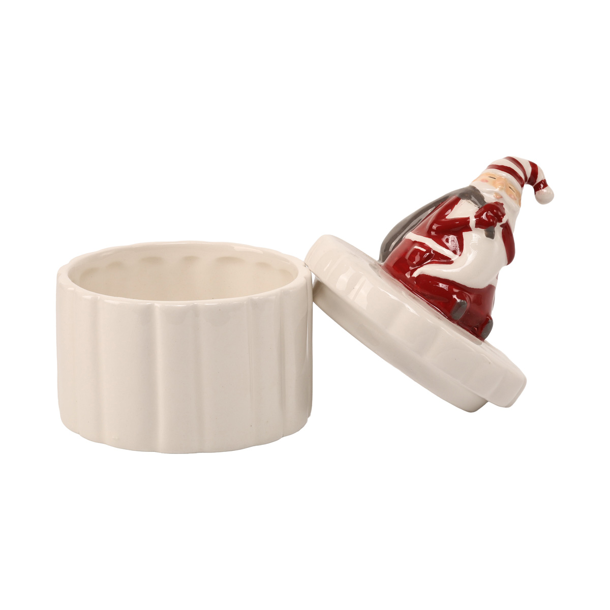 Баночка новорічна кругла для сипких "Gunnar" h=13 см/d=9 см, біло-червоний (3 диз.), 2002684 5