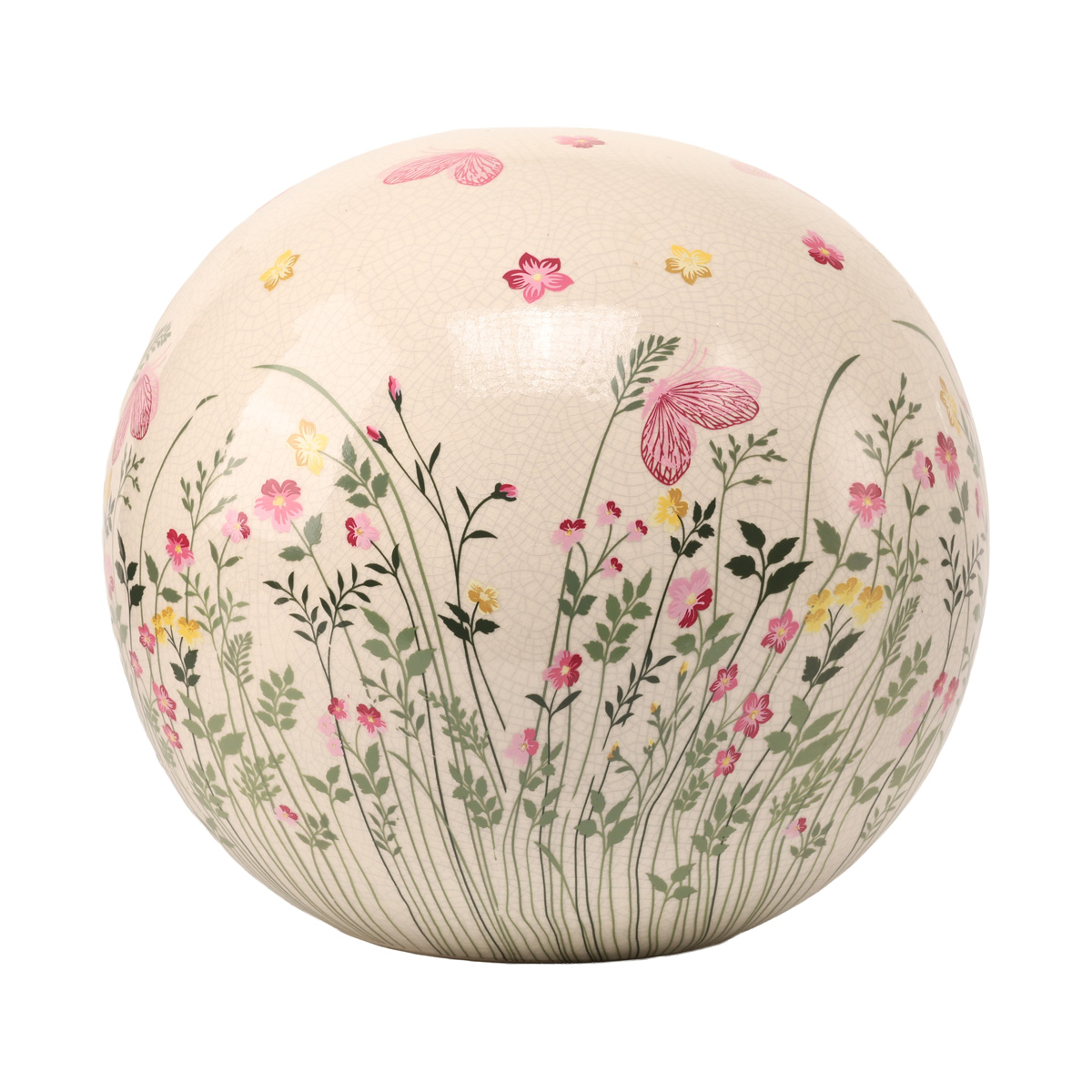 Декор для дома керамический Шар "Rosalie" d=25 см, белый с цветочным принтом, 2006815