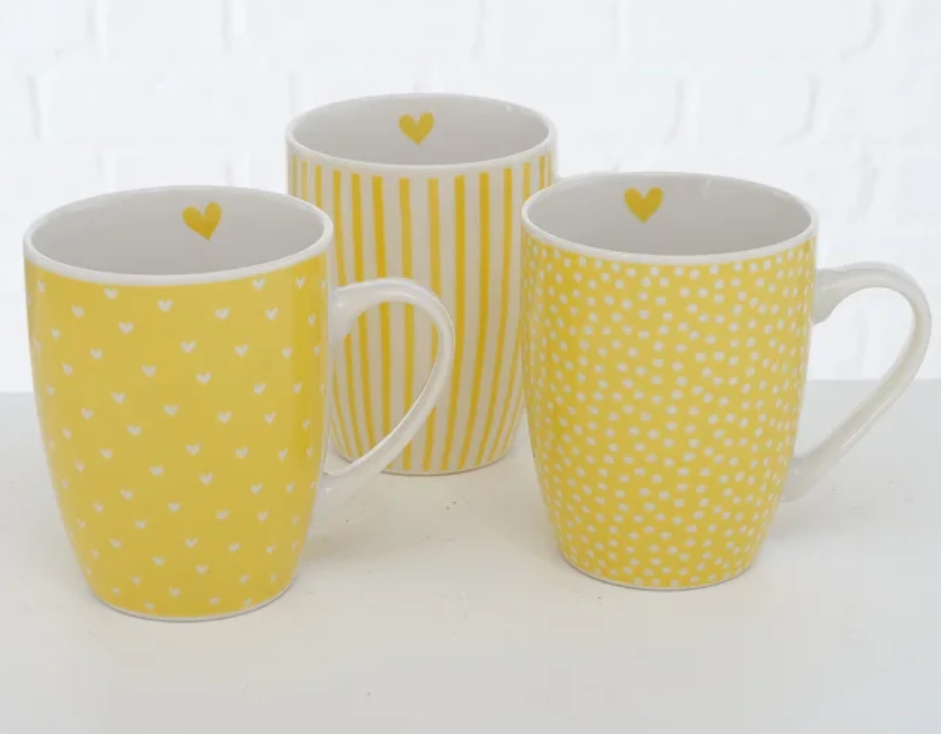 Чашка фарфоровая "Sunny" 350 мл, белый с жёлтым геометрическим принтом (3 вида), 2006647 1