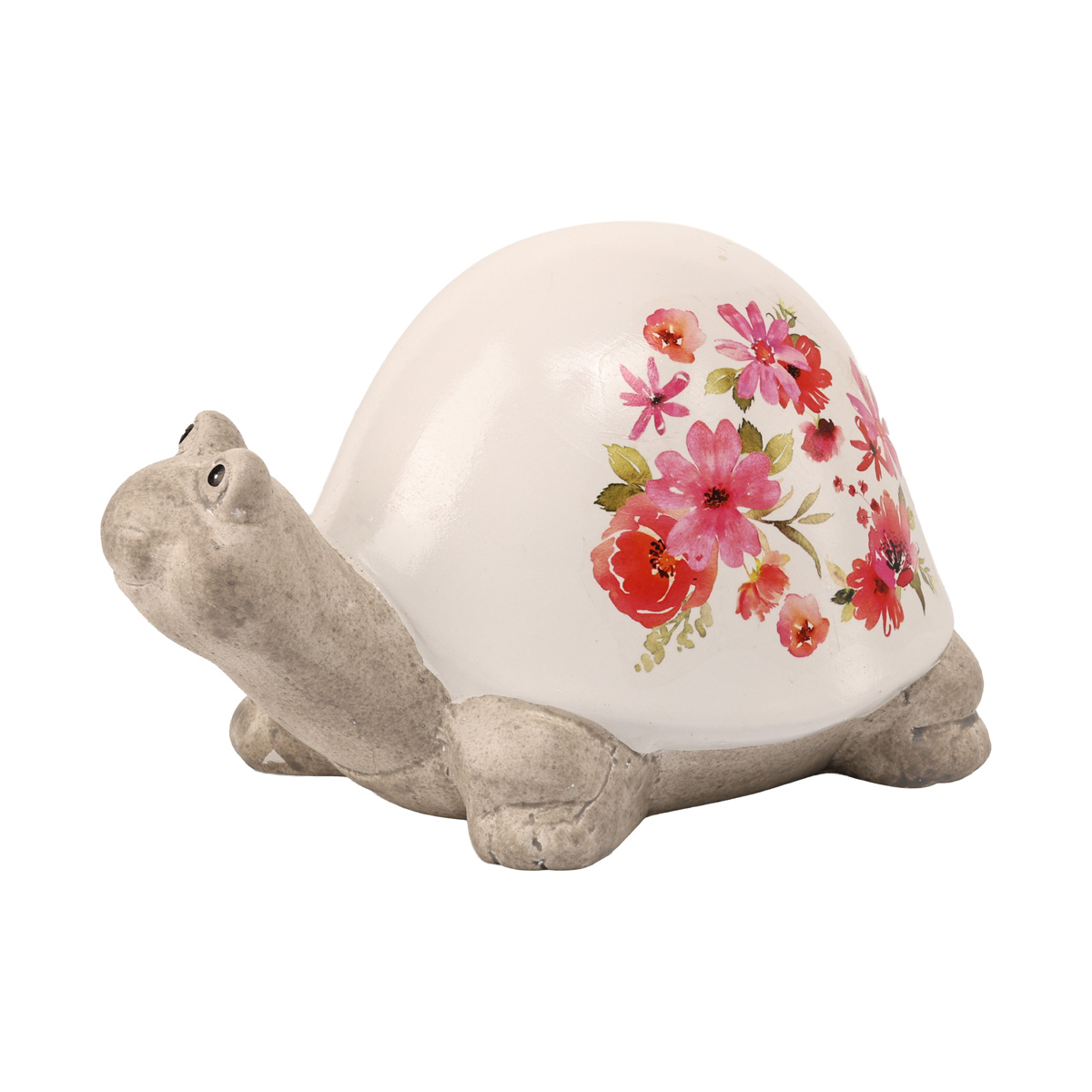 Статуэтка керамическая Черепаха "Rosella" h=12 см, бело-серый с розовыми цветами (2 вида), 2018115 1