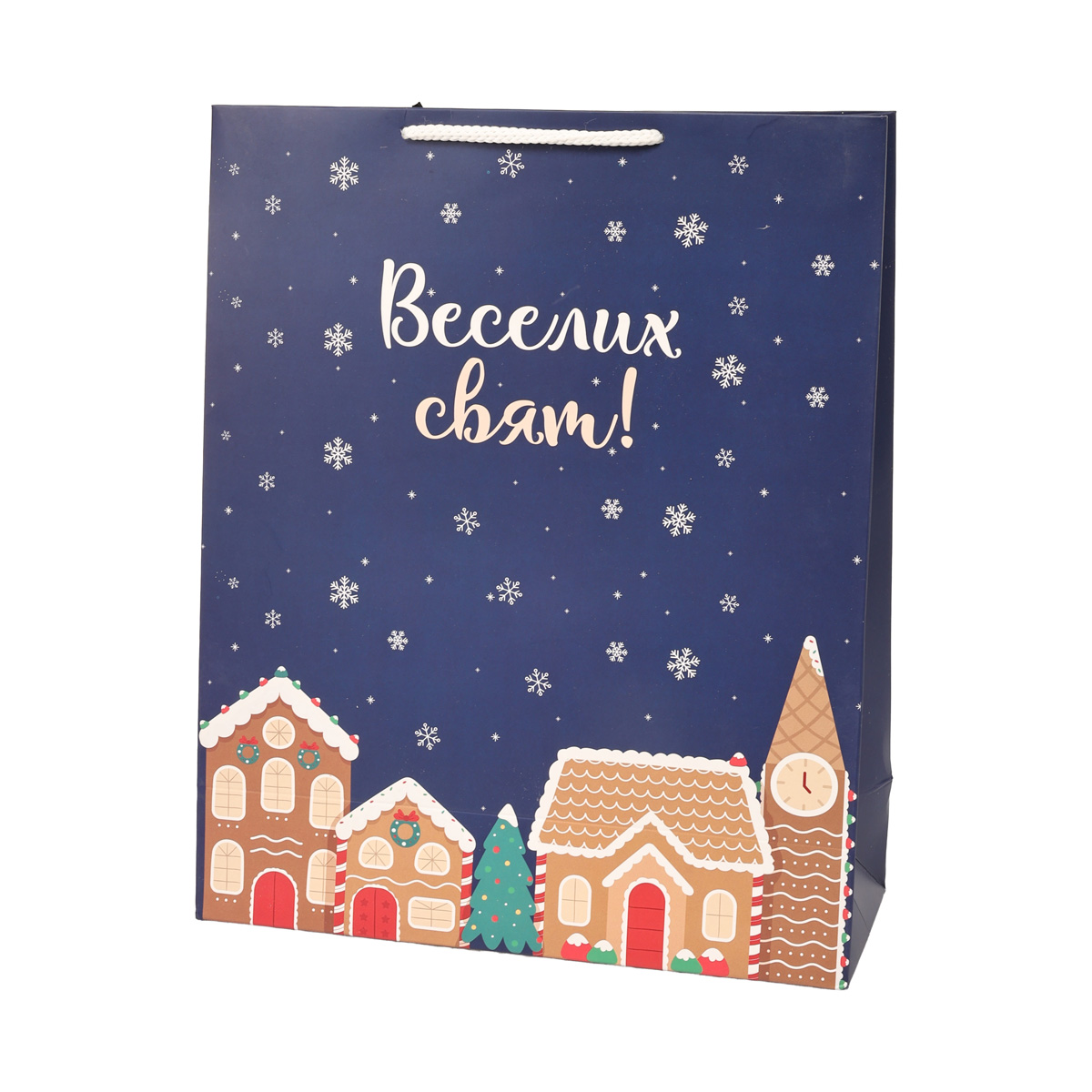 Пакет бумажный новогодний, 270*330*110 мм, L