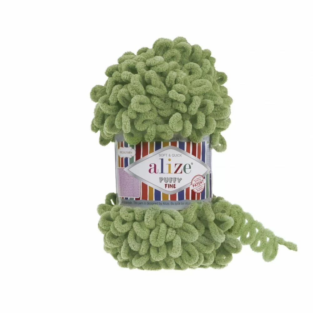 Пряжа мікрополіестер 485 Суха м`ята, TM Alize Puffy Fine