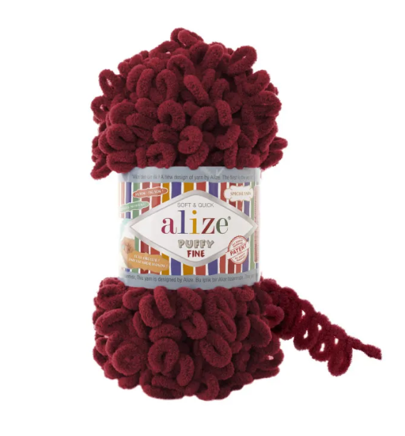 Пряжа микрополиэстер 107 Вишня, TM Alize Puffy