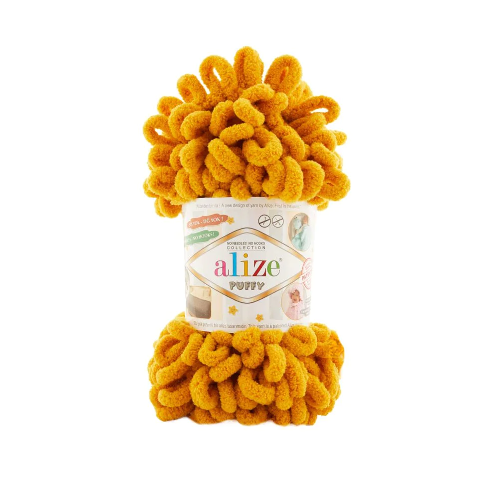 Пряжа микрополиэстер 14 Желто-горячий, TM Alize Puffy