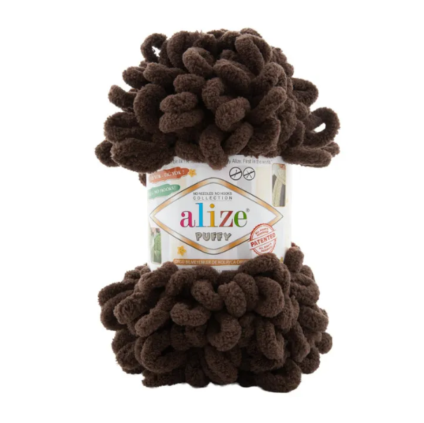 Пряжа микрополиэстер 26 Темно-коричневый, TM Alize Puffy