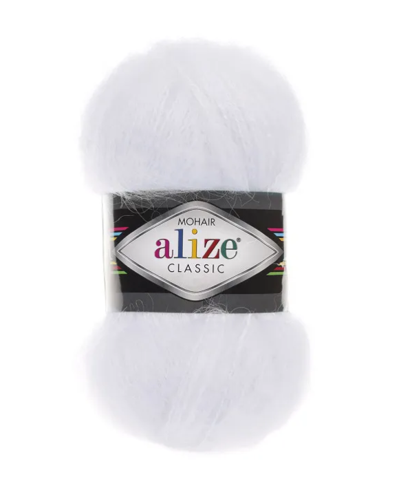Пряжа мохер 55 Белый, ТМ Alize - Mohair Classic