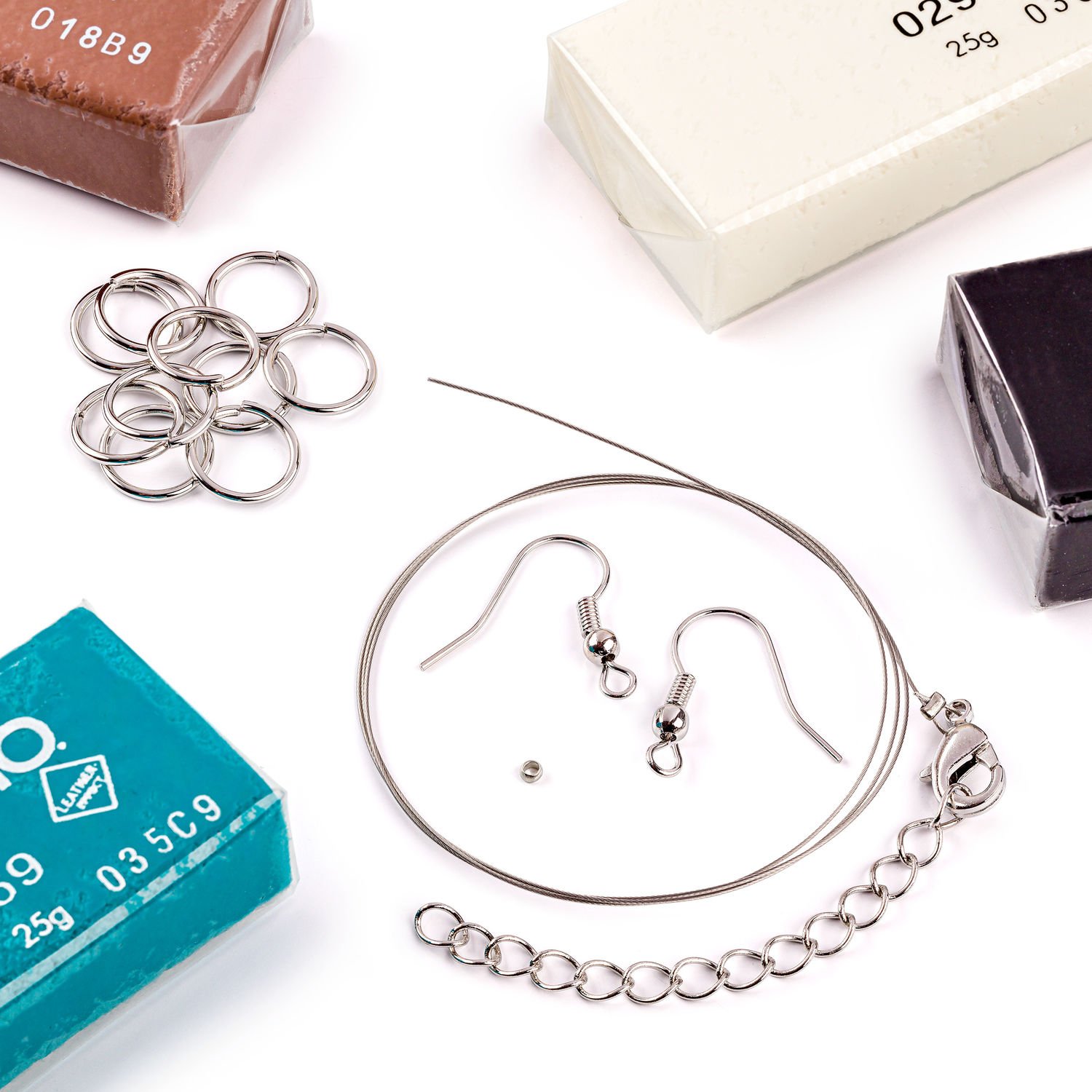 Набор пластики leather-effect "Серьги и бусы" 4 цв*25 г, Fimo 2