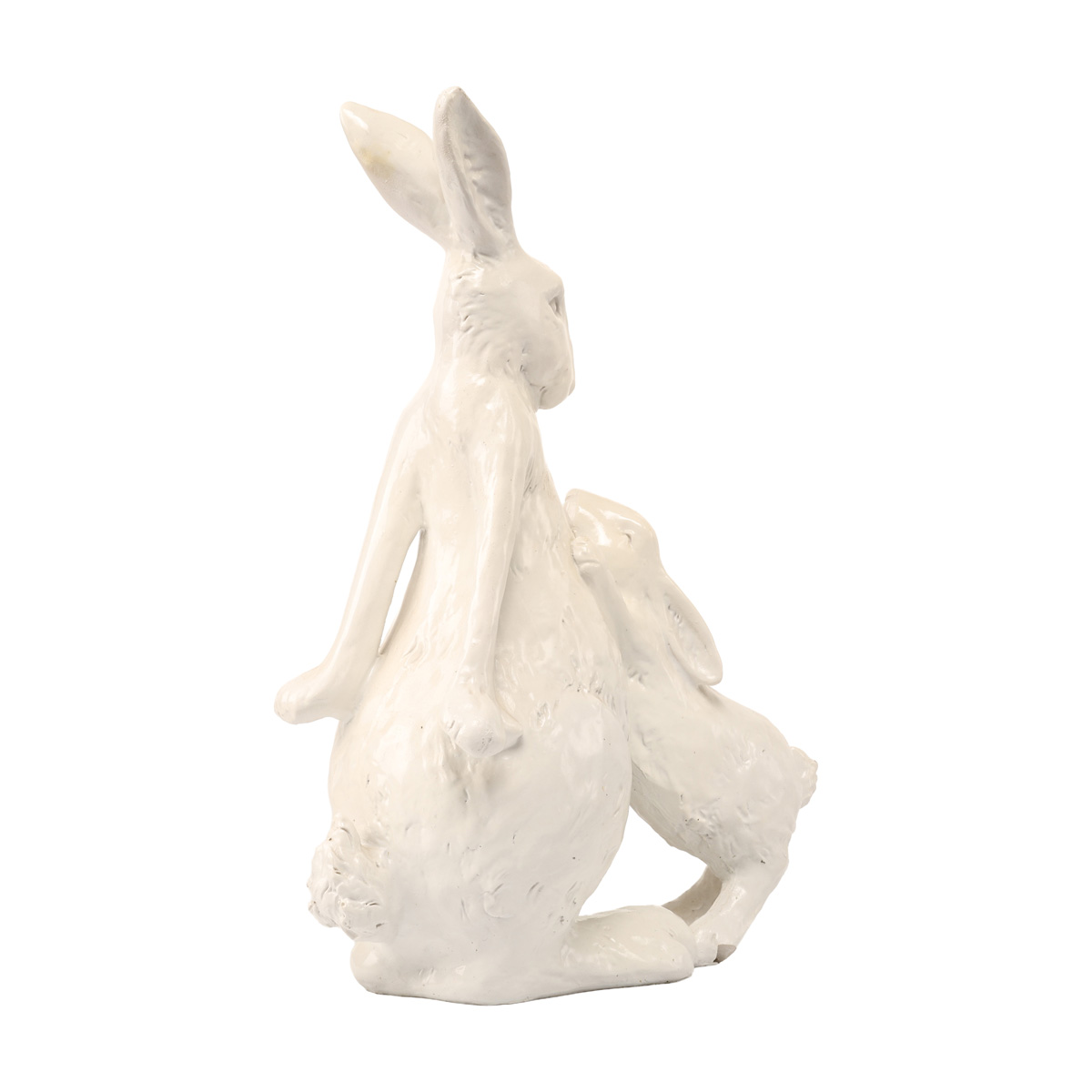 Фігурка декоративна "Заєць з зайченям" 35,4 см, колір - білий глянець, 887-505 2