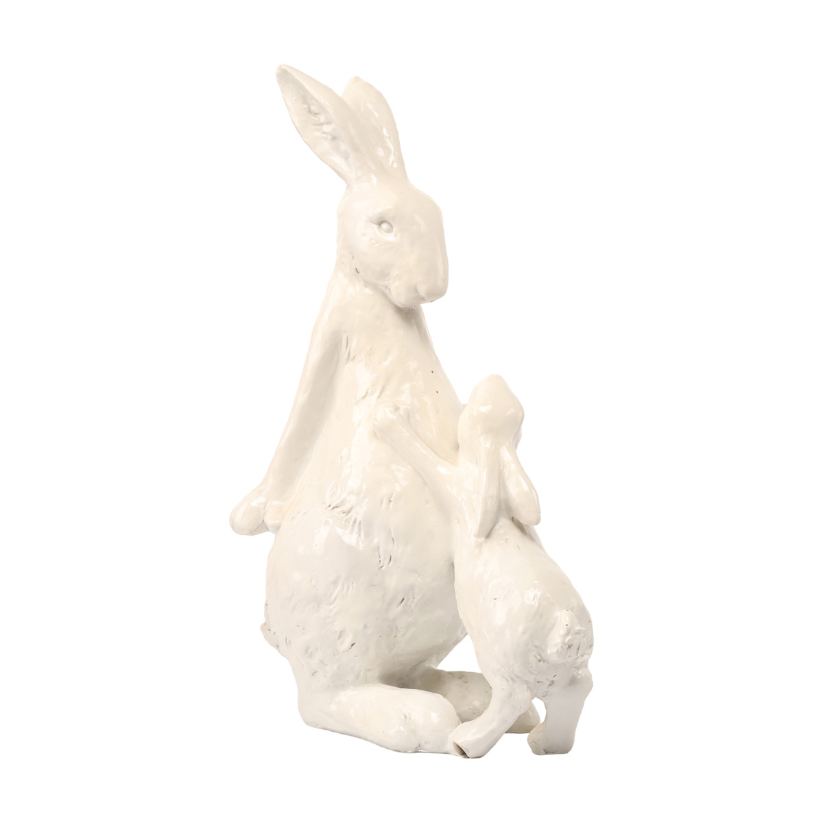 Фігурка декоративна "Заєць з зайченям" 35,4 см, колір - білий глянець, 887-505 1