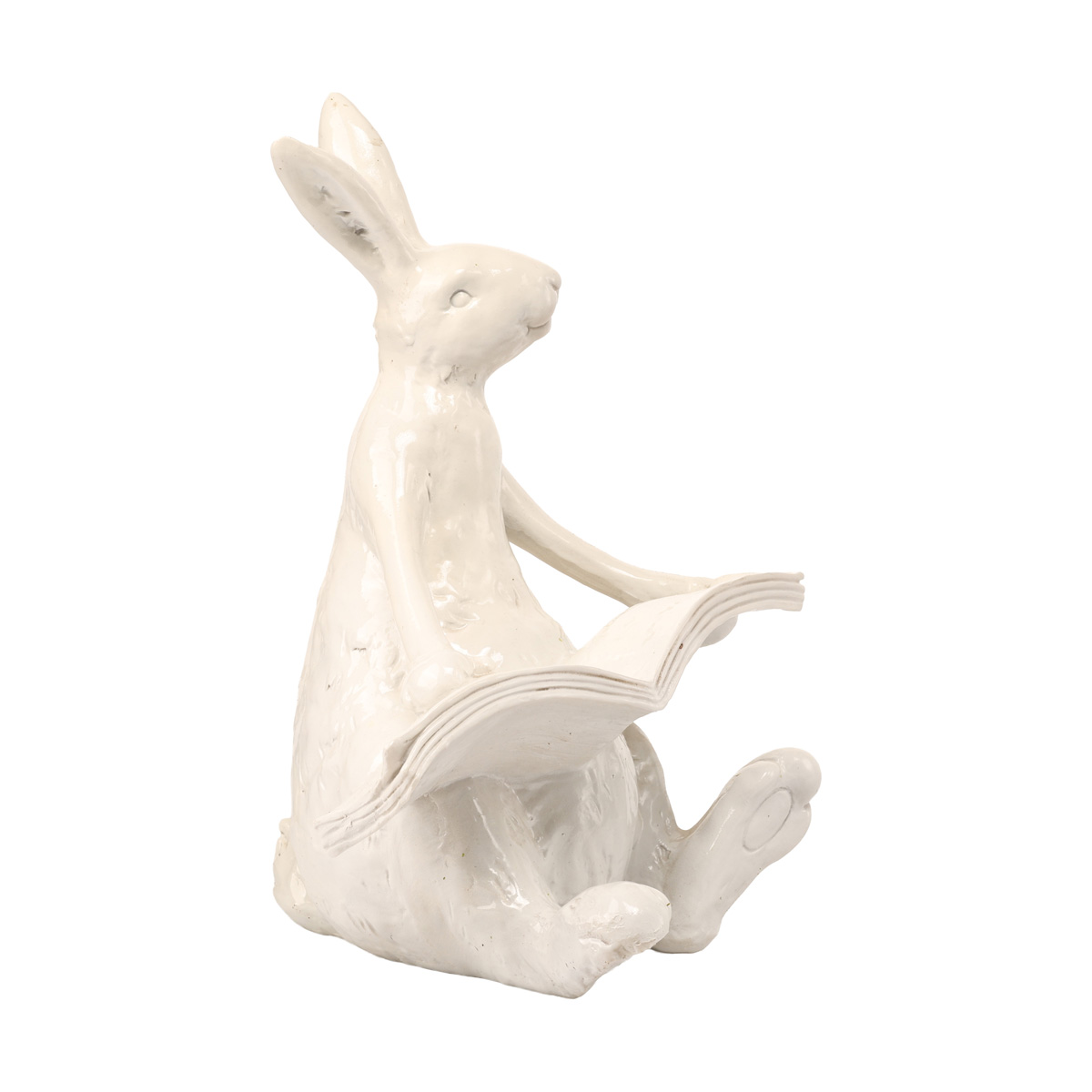 Фігурка декоративна "Заєць з книгою" 32,4 см, колір - білий глянець, 887-508 1