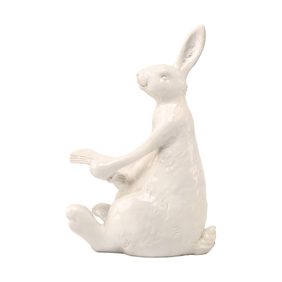 Фігурка декоративна "Заєць з книгою" 32,4 см, колір - білий глянець, 887-508 3
